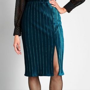 Modcloth Let's Pleat Up Velvet Midi Skirt
